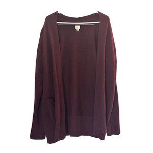 A New Day Maroon Open Front Long Sleeve Knit Cardigan Pockets Large Basic Cozy